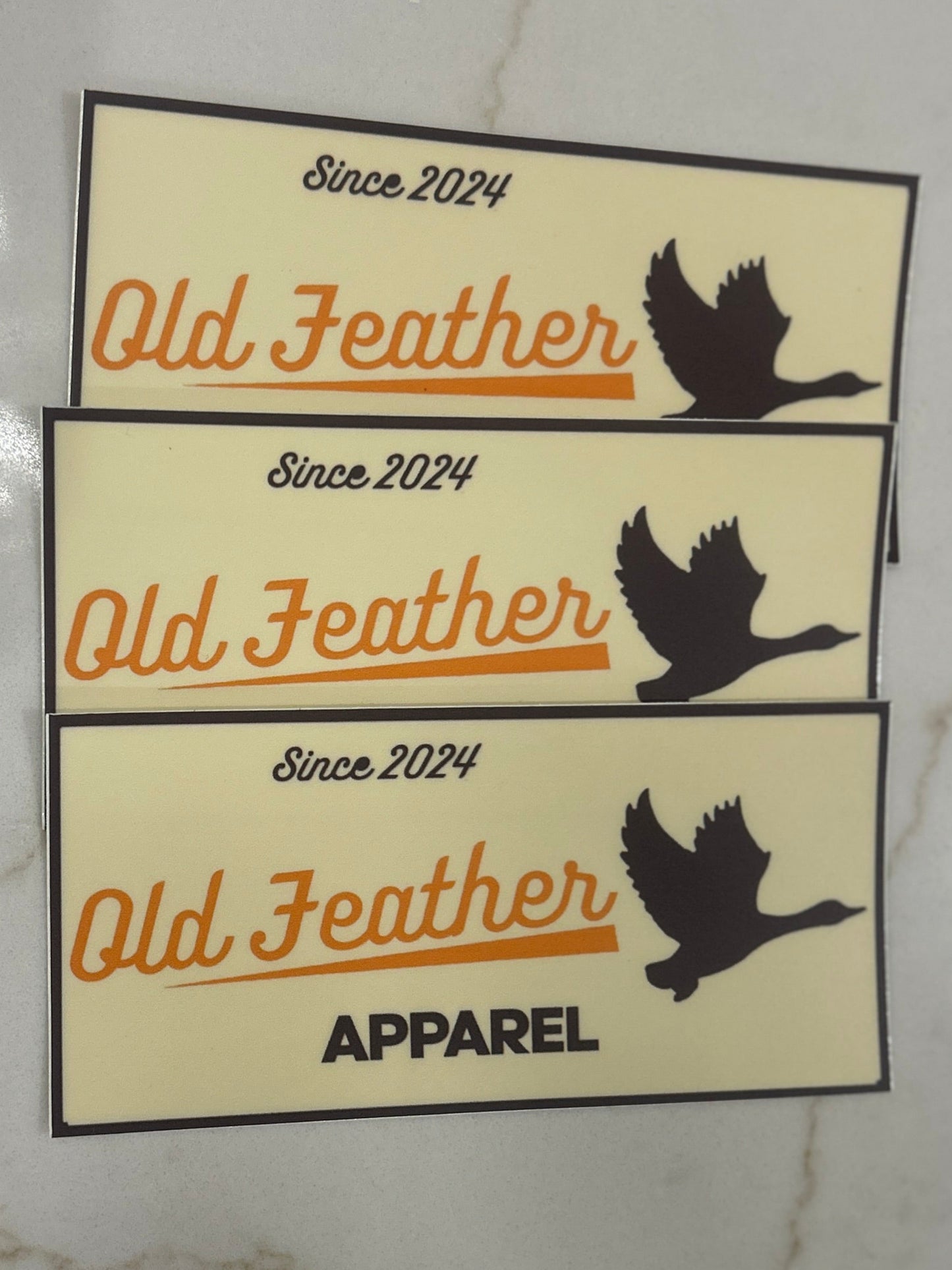 Old Feather Rectangle Duck Sticker
